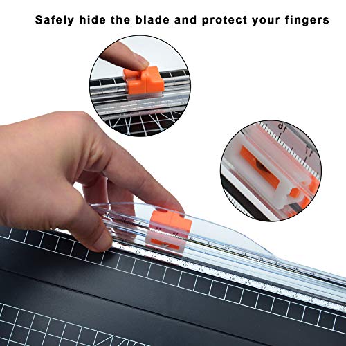 ArtAt A4 Paper Cutter Guillotine Trimmer - 12 Inch Heavy Duty Craft & Office Tool with Automatic Safety Blade, Side Ruler for Cardstock, Coupons, Photos, Labels (Black) - Image 2