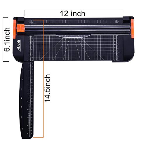 ArtAt A4 Paper Cutter Guillotine Trimmer - 12 Inch Heavy Duty Craft & Office Tool with Automatic Safety Blade, Side Ruler for Cardstock, Coupons, Photos, Labels (Black) - Image 4