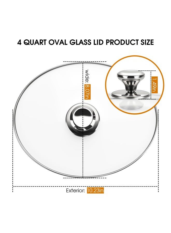 SUKABU Oval Glass Lid 4 Quart Replacement for Hamilton Beach 4qt Slow Cooker - Image 2