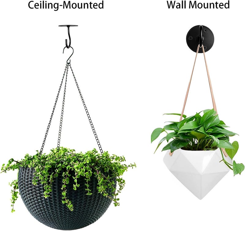 LangPu Ceiling Hooks for Hanging Plants-Heavy Duty Wall Mount Hanger Bracket for Hanging Bird Feeders, Lanterns, Wind Chimes, Planters, Outdoor Decoration (3 Pack) (Black) - Image 5