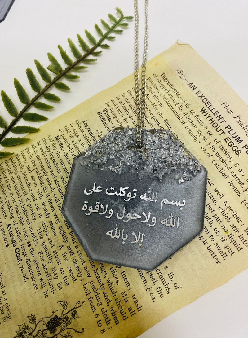 Elegant car decoration mirror pendant and two sides embroidered with silver paper from luxurious resin - Image 5