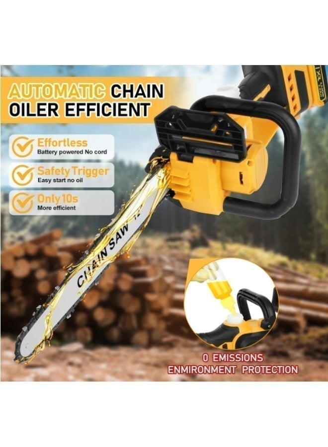 12inch Electric Chainsaw Cordless, 1200W 21V Battery Powered Cordless Chain Saw, Chainsaw with 2 x 4.0Ah Lithium ion Battery and Charger for Wood Cutting, Tree Trimming and Branch Pruning - Image 3