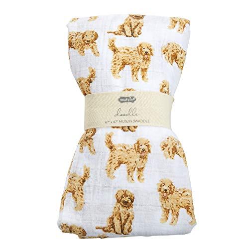 Mud Pie Golden Doodle Print Baby Swaddle Blanket 47 x 47
