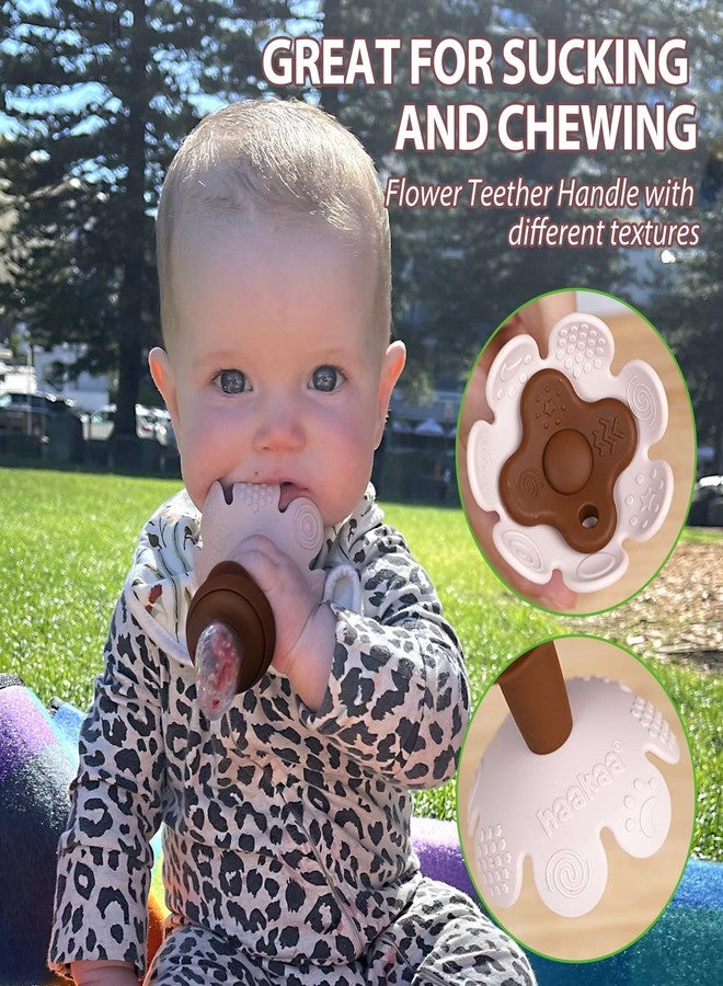 Haakaa Flower Baby Fresh Fruit Food Feeder with Mini Freezer Nibble Tray, Breastmilk Popsicle Mold for Baby Cooling Relief, Food Grade Silicone Baby Mesh Feeder for Infants 4M+ (PeaGreen) - Image 4