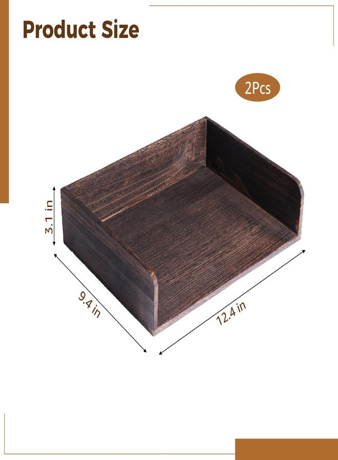 DORMIYA 2 Pcs Stackable Desk Tray, Wood Document Organizer, Retro Brown Desktop Accessories with Open Front Design, Wooden Folder Organization Rack Desk Tray for Office, Home, 12.4 x 9.4 x 3.5 in - Image 5