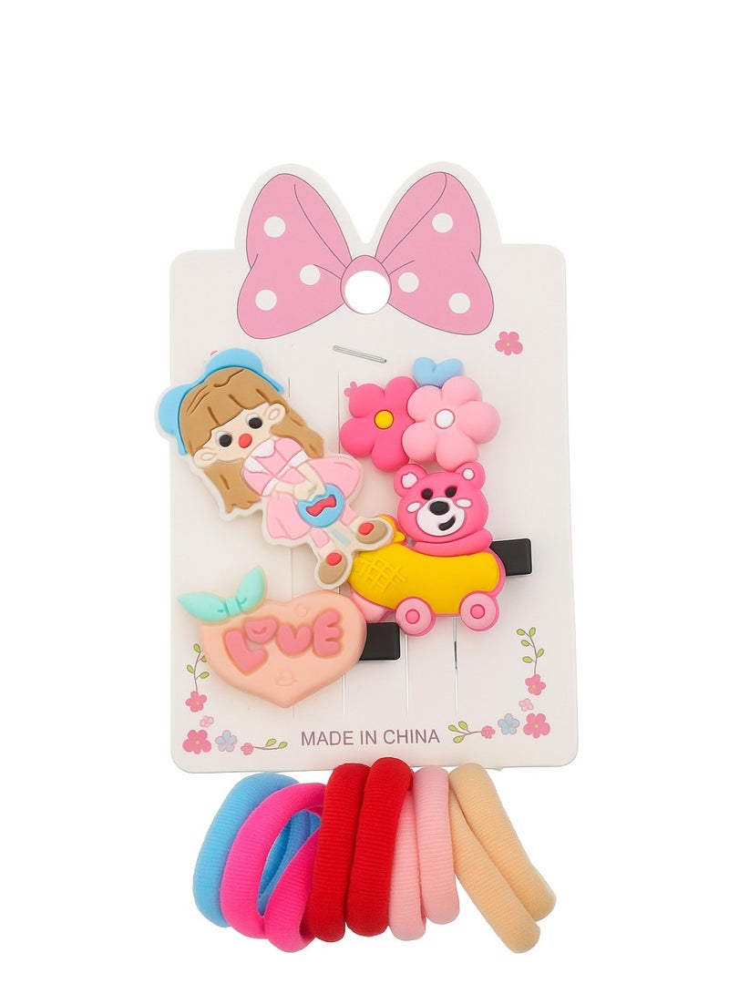 Cute Cartoon Hair Accessories Set F-4-MULTICOLOR