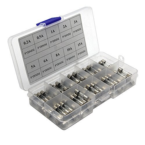 ZOOKOTO 100Pcs 5x20mm Fast-Blow Glass Fuses Quick Blow Glass Tube Fuse Assorted Kit Amp 0.2A 0.5A 1A 2A 3A 5A 6A 8A 10A 15A - Image 1