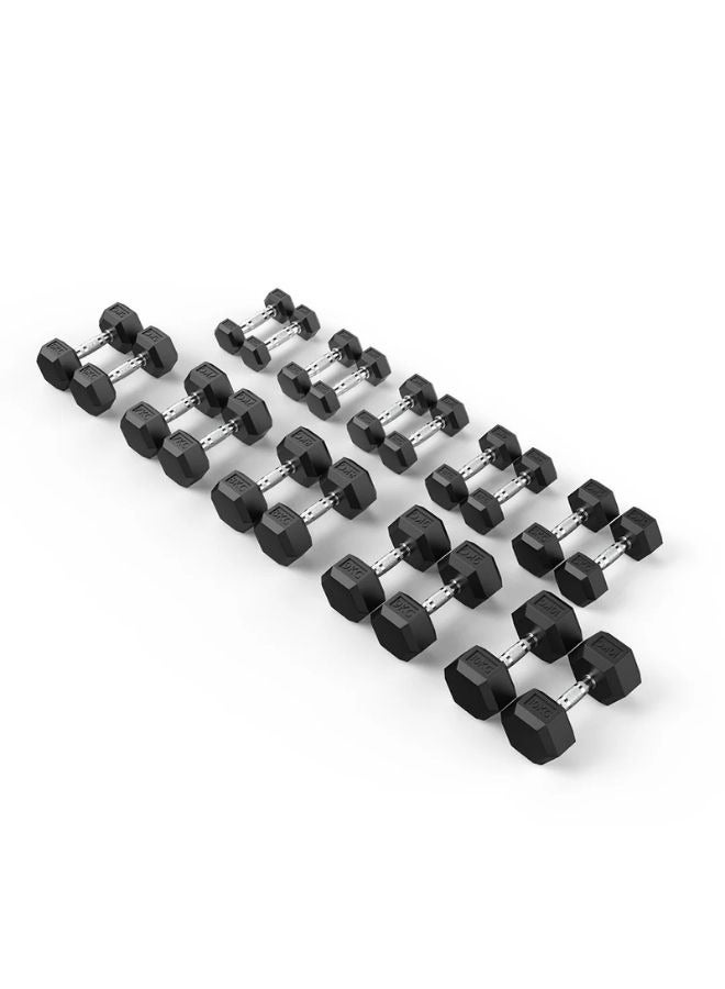 Fitmate مجموعة دمبل هكس مطلية بالمطاط فيت ميت 1-10 كجم - Image 2