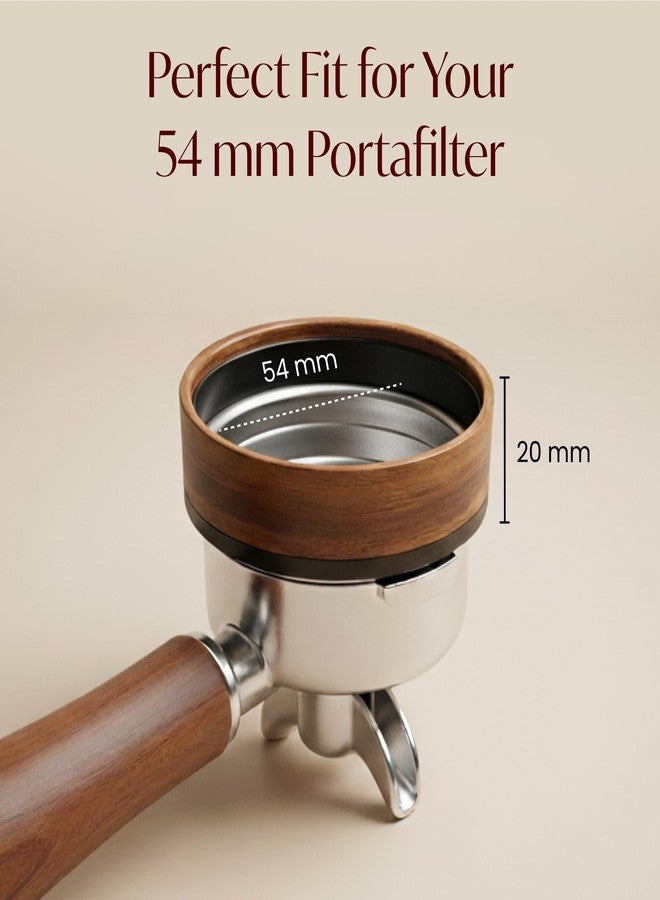 VIN FRESCO 54mm Espresso Dosing Funnel - Magnetic Coffee Dosing Ring Compatible with 54mm Portafilter - Compatible with Breville and DeLonghi Portafilters - Aluminum Alloy & Real Walnut Design - Black & Walnut - Image 2