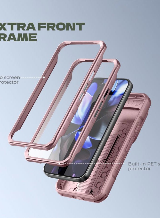 Dexnor for Google Pixel 10 Pro XL Case with Slide Camera Cover & 2 Front Frames & Built-in Screen Protector & Kickstand, Full-body Shockproof Protective Cover Rugged Bumper Cases,Peony Pink(2025) - Image 4