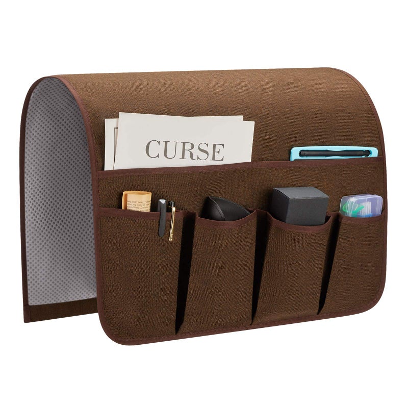 SYSOV Sofa Armrest Organizer Remote Control Holder for Recliner Couch Arm Chair Caddy with 6 Pockets for Magazine Tablet Phone iPad