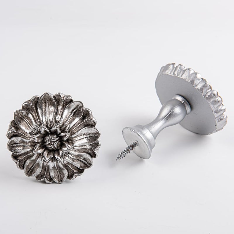 EMERZE Classic Pattern Curtain Tiebacks Curtain Holdbacks Curtain Tiebacks?Set of 2 (Resin Silvery) - Image 3