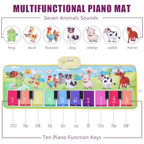 Mfcir Toddler Toys Farm Animals Piano Mat Baby Musical Floor Carpet Play mat for KidsSensory Educational Learning Dancing KeyboardTouch Blanket Xmas Christmas Birthday Gift for 15 Year Old Girl boy - Image 5
