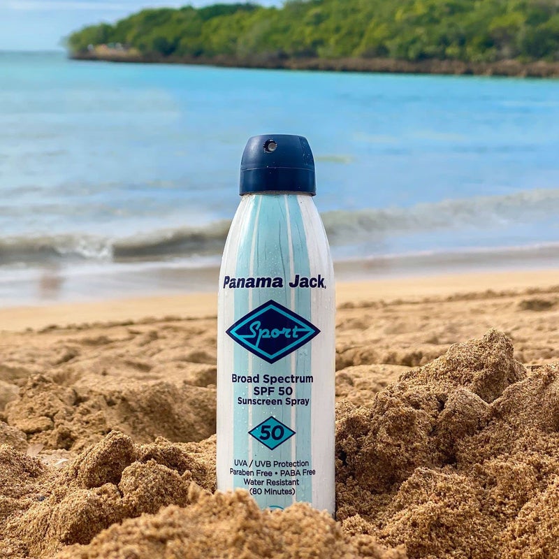 panama jack بخاخ واقي شمس باناما جاك سبورت - SPF 50، حماية واسعة الطيف من UVA/UVB، خالي من PABA والبارابين والجلوتين والقسوة، مقاوم للماء (80 دقيقة)، 5.5 أونصة (عبوة من 2) - Image 2