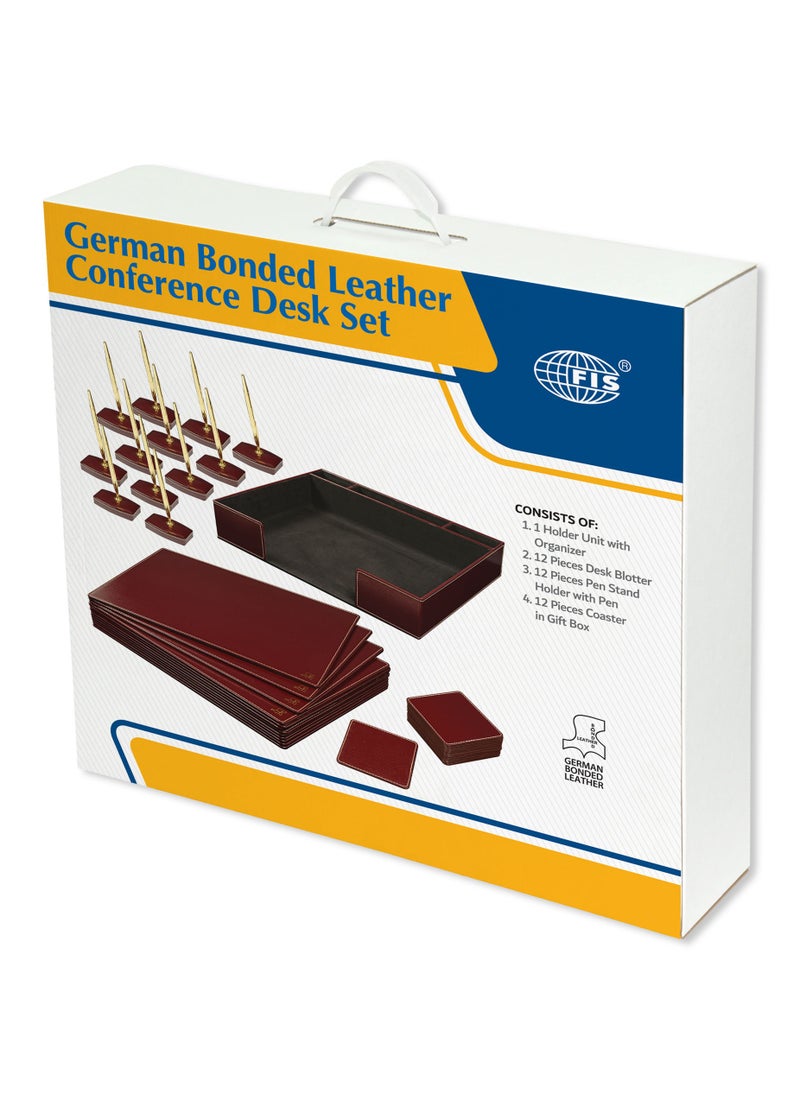 FIS Executive Conference Room Set of Bonded Leather Desk Blotter, Coaster and Pen Holder with Pen - Brown-FSDSCONFRSETBR - pzsku/ZE4DAD11C57E22E4FCD96Z/45/_/1702970035/668db7ed-a907-441b-a041-d1d6ad5dbe26