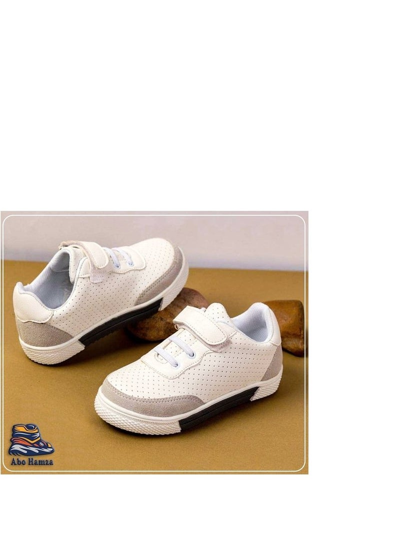 Flat Sneaker Shoes Casual For Kids - White & Light Gray 
