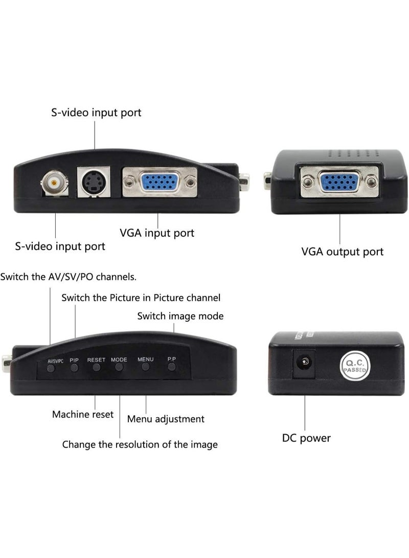 BNC إلى VGA محول الفيديو مركب S مدخلات الفيديو إلى الكمبيوتر الشخصي VGA خارج محول تبديل مربع للكمبيوتر الشخصي MACTV كاميرا DVD DVR - Image 3