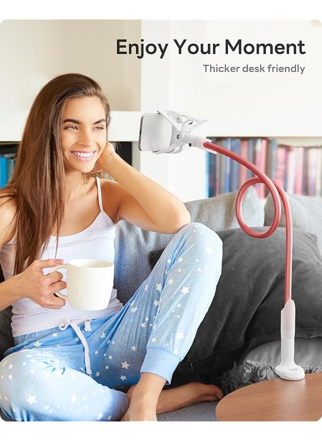 erorex - Gooseneck Phone Stand For Bed Lazy Bracket Cell Phone Holder Long Arm Clip Clamp Mount For Filming Compatible With 4.0 6.5 Inch Mobile Cell Phone Stand Document Camera Nintendo Switch Rose Gold - Image 1