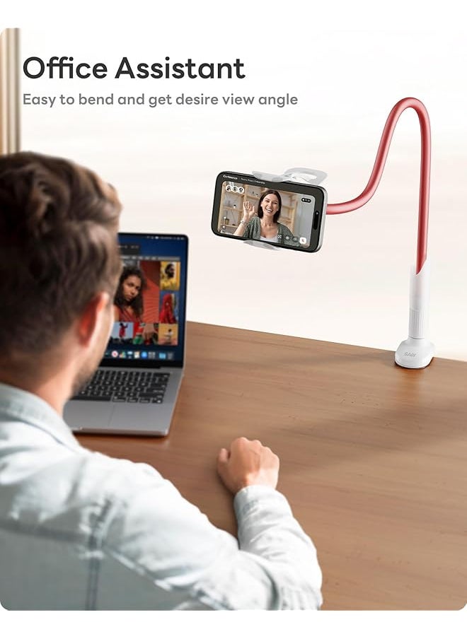 erorex - Gooseneck Phone Stand For Bed Lazy Bracket Cell Phone Holder Long Arm Clip Clamp Mount For Filming Compatible With 4.0 6.5 Inch Mobile Cell Phone Stand Document Camera Nintendo Switch Rose Gold - Image 1
