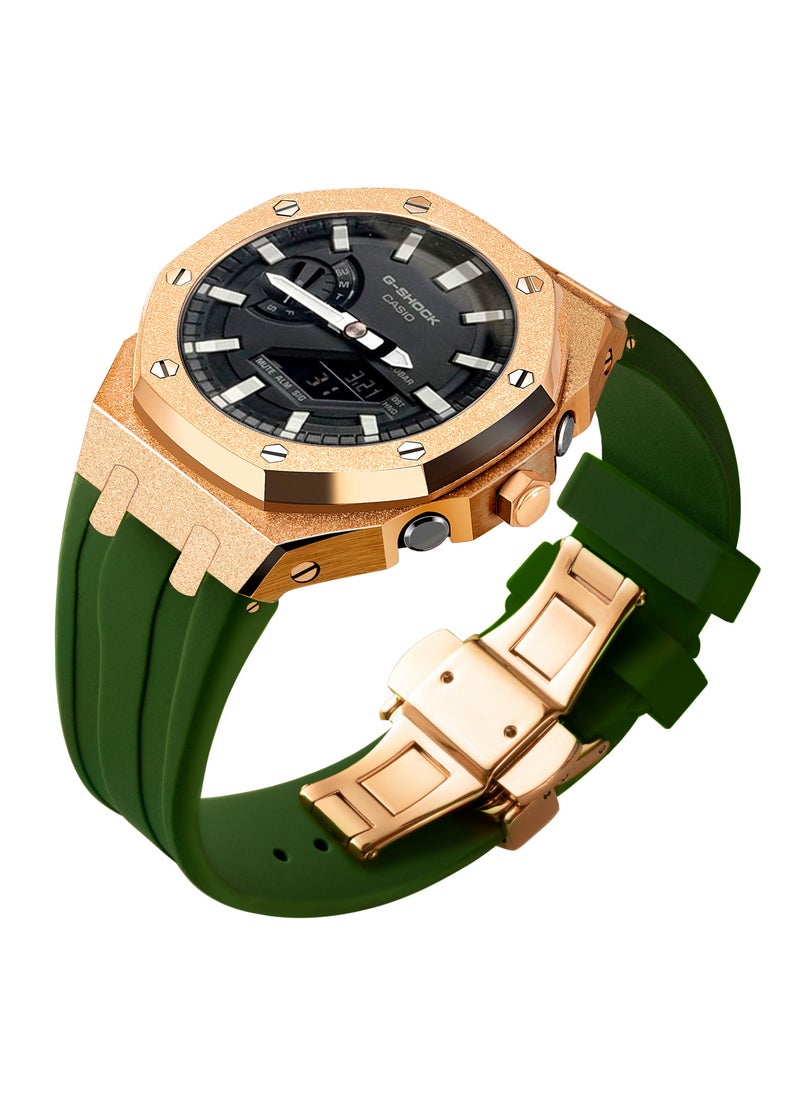Generic Frosted Gold GA2100 Case Casio G-Shock Oak AP Mod Starry Band BezelFrost Golden Rose shell green tape Frost Golden Rose shell green tape 