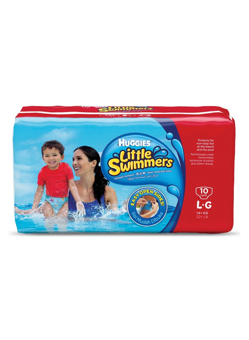 Huggies Little Swimmers Large Size 6 Swim Diaper Pants, Leak Guards, 14+ Kg - 10 Pieces