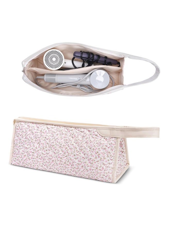 idoltimes Quilted Hair Tools Travel Bag, Compatible with Dyson Airwrap Styler, Portable Cotton Floral Organizer Case for Shark FlexStyle Attachments Storage, Petite Floral - Image 1