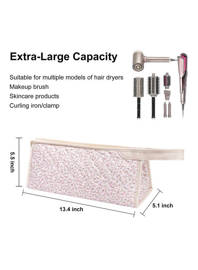 idoltimes Quilted Hair Tools Travel Bag, Compatible with Dyson Airwrap Styler, Portable Cotton Floral Organizer Case for Shark FlexStyle Attachments Storage, Petite Floral - Image 3