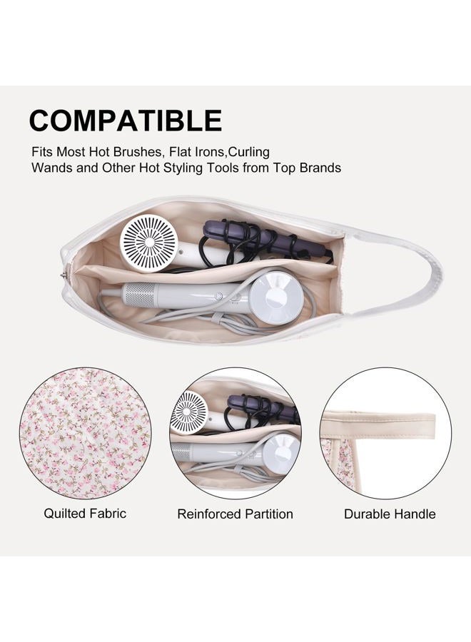 idoltimes Quilted Hair Tools Travel Bag, Compatible with Dyson Airwrap Styler, Portable Cotton Floral Organizer Case for Shark FlexStyle Attachments Storage, Petite Floral - Image 5