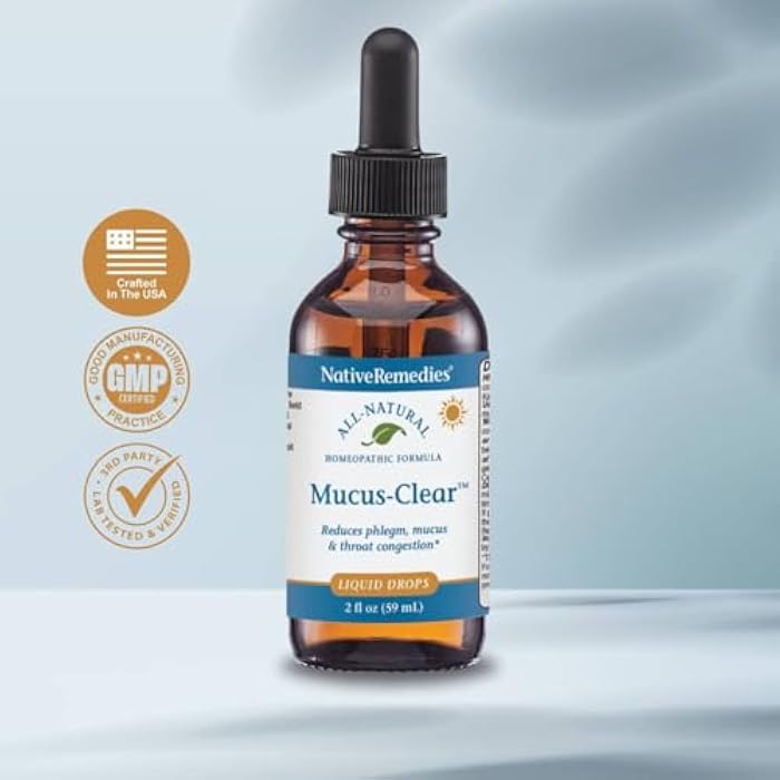 Native Remedies Mucus-Clear – Natural Mucus Relief for Adults – Clear Throat Phlegm Sinus Pressure Cough & Respiratory Discomfort – Daytime Mucus Relief & Lung Support – Fast-Acting – 2 Fl Oz - Image 2