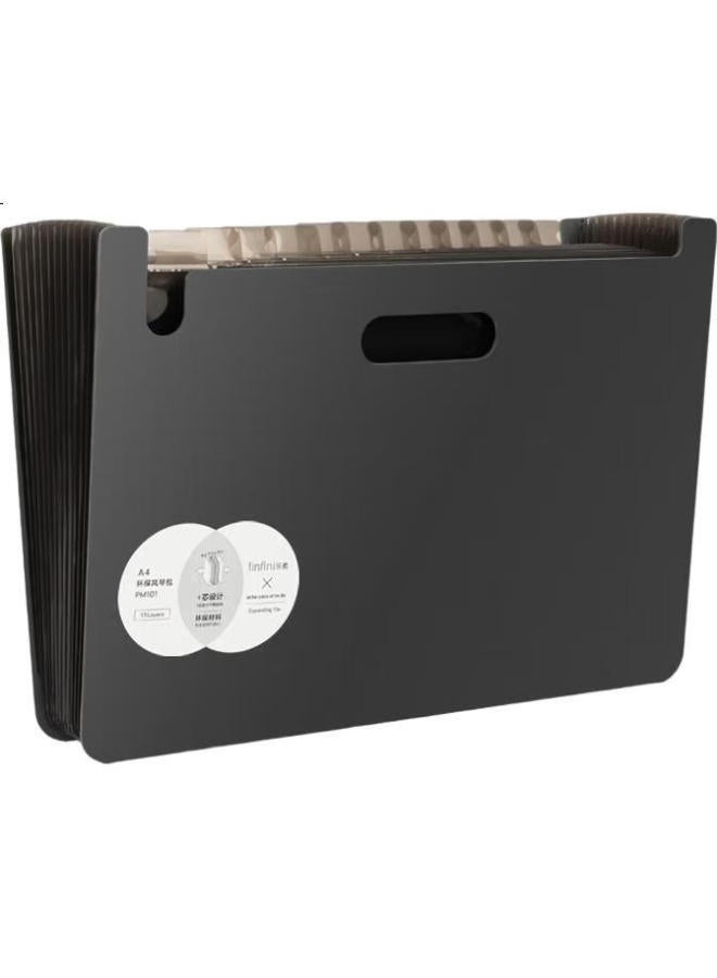 Deli 13-Compartment A4 Vertical Large-Capacity Accordion File Folder, Exam Paper Storage Bag, File Folder, Exam Paper Folder, Accordion Folder, Multi-Layer Extendable Student Storage Folder, Document Protection, Pm101 Black - Image 2