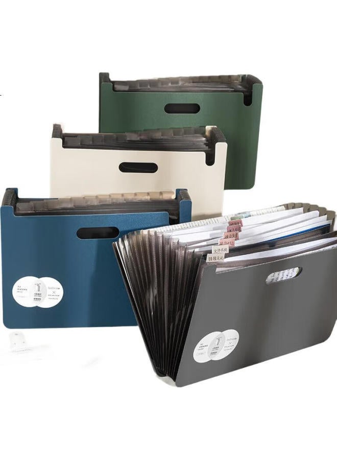 Deli 13-Compartment A4 Vertical Large-Capacity Accordion File Folder, Exam Paper Storage Bag, File Folder, Exam Paper Folder, Accordion Folder, Multi-Layer Extendable Student Storage Folder, Document Protection, Pm101 Black - Image 1