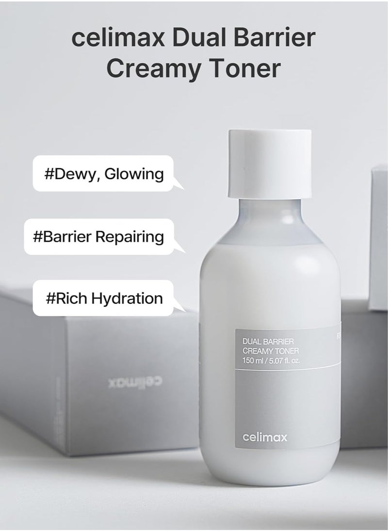 celimax celimax Dual Barrier Creamy Toner | with Ceramides, Oil & Alcohol Free, Facial Astringent, Hydrating, Calming, Soothing, Non Irritating, Dry Sensitive Oily Combination Skin,150ml  - Image 3