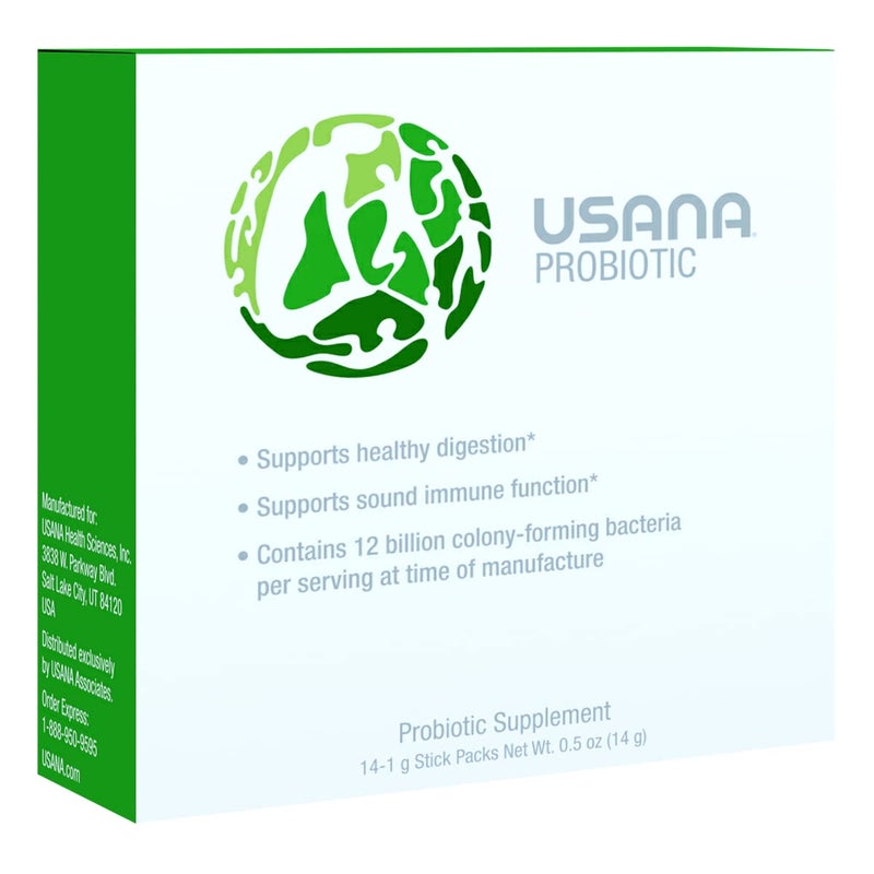 USANA Probiotic Supplement to Support Digestive Health* – Gluten Free – Sugar Free – Dairy Free - 14 Stick Packs - Image 1