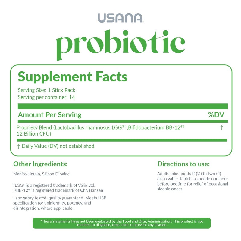 USANA Probiotic Supplement to Support Digestive Health* – Gluten Free – Sugar Free – Dairy Free - 14 Stick Packs - Image 2