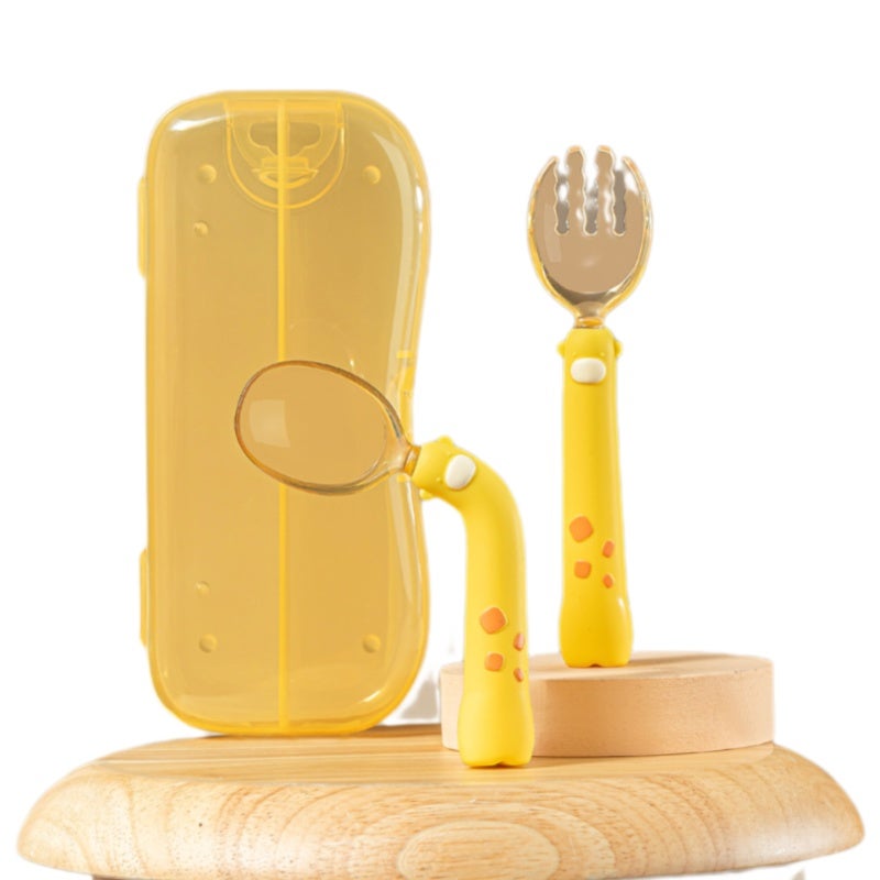Baby Fork Spoon: 360 Degree Bend, High-Quality PPSU Silicone, Heat Resistant Up To 180°C - Twisted Handle, Easy Clean Portable Baby Cutlery for Babies 6 Months And Above - Image 1