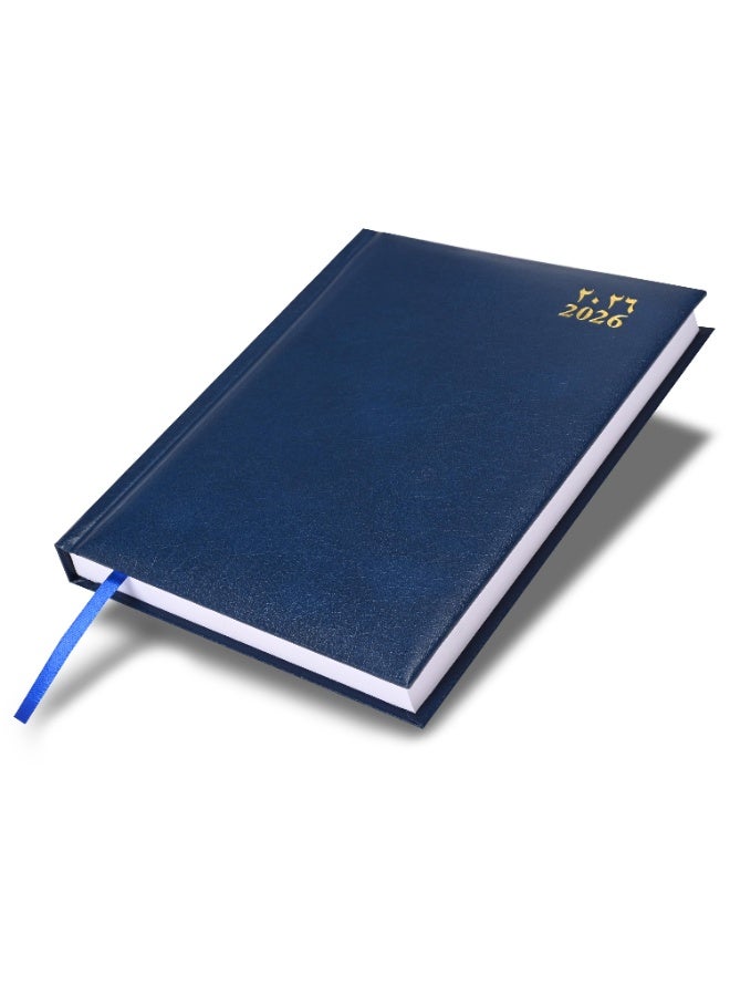 FIS 2026 A5 Diary, 148x210mm Size, 1 Side Padded Vinyl Cover, 1 Day a Page Format, 60gsm White Paper, English/Arabic, Blue Cover-FSDI18AE26BL - Image 1