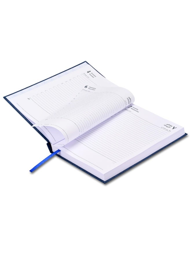 FIS 2026 A5 Diary, 148x210mm Size, 1 Side Padded Vinyl Cover, 1 Day a Page Format, 60gsm White Paper, English/Arabic, Blue Cover-FSDI18AE26BL - Image 4