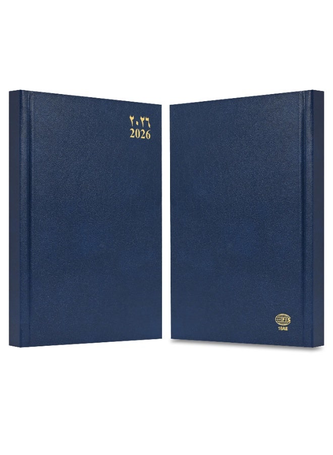 FIS 2026 A5 Diary, 148x210mm Size, 1 Side Padded Vinyl Cover, 1 Day a Page Format, 60gsm White Paper, English/Arabic, Blue Cover-FSDI18AE26BL - Image 2