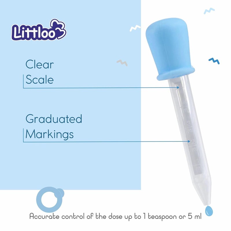 LITTLOO Baby Dropper Quality Silicone Graduated Plastic Pipette for Feeding Liquids to Babies, Toddlers & Infants with Measured Quantity Markings- 5ml | Pack of 8 (Multicolour) - Image 2