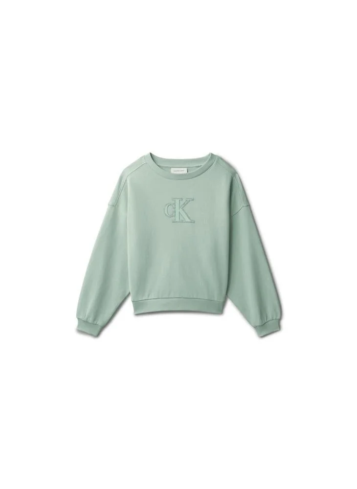 Calvin Klein Jeans JADEITE 16-5304 TCX CK Monogram Patch Sweatshirt for Women | Best Price UAE