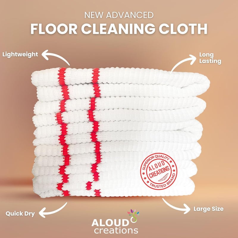 ALOUD CREATIONS 2pc Xtra Large Size Microfiber Pocha Cleaning Cloth for Tiles Marble Floor Snow White with Multicolour Border 22 x 22 inch200 tc - Image 3