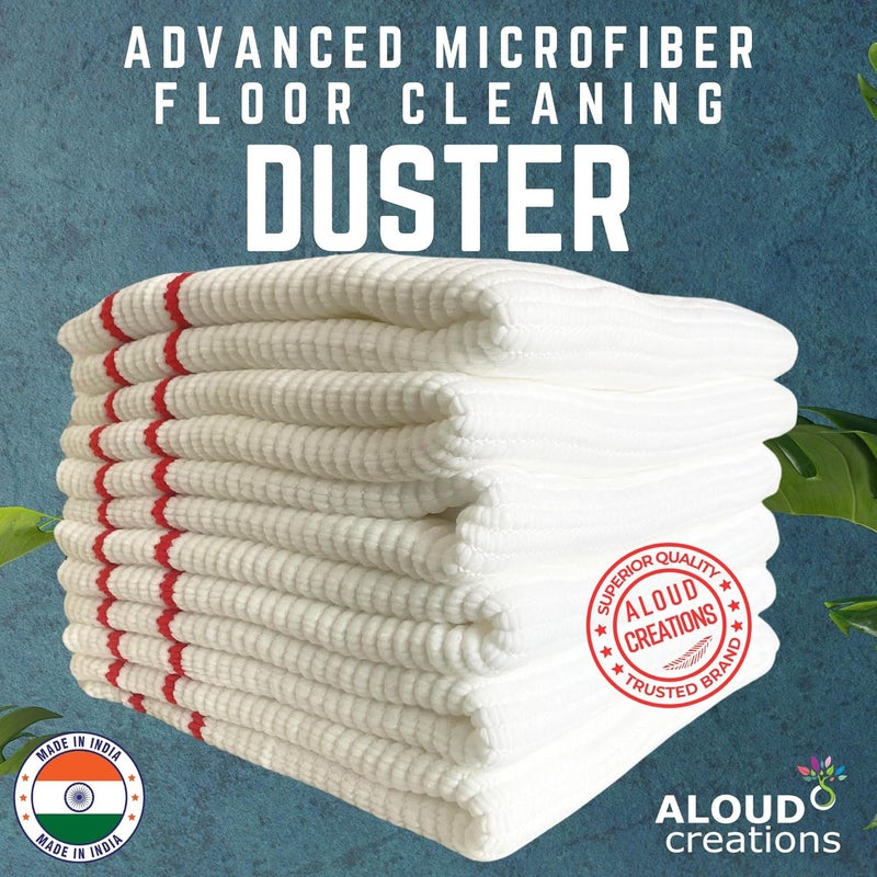 ALOUD CREATIONS 2pc Xtra Large Size Microfiber Pocha Cleaning Cloth for Tiles Marble Floor Snow White with Multicolour Border 22 x 22 inch200 tc - Image 4