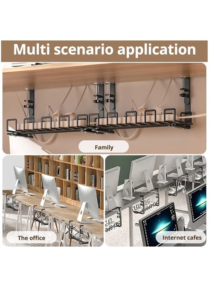 Beauenty Under Desk Cable Management Tray, 40cm Under Desk Cord Organizer with Clamp Mount System for Wire Management, Metal Wire Cable Holder for Desks, Offices, No Need to Drill Holes - Image 4
