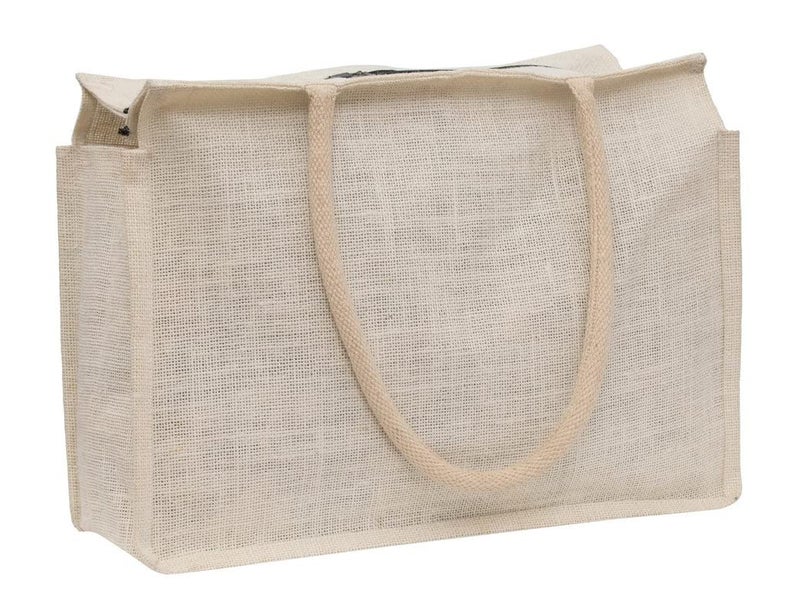 JUTEKA Unisex-Adult Multicolor Spacious Jute Bag With Zipper Closure,Full Size Front Pocket And Large Handles,Shopping Tote - Image 4