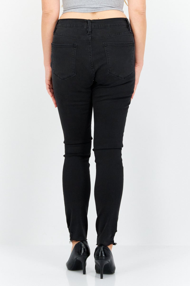 FRAME Women Skinny Fit Dark Wash Stretchable Denim Jeans, Billups Chew - Image 3