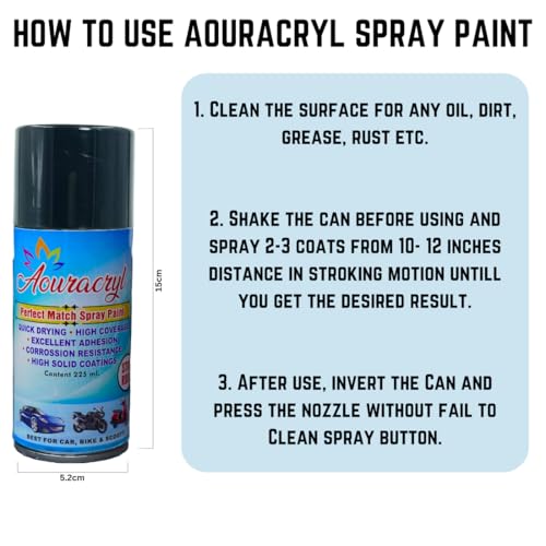 AOURACRYL PU Spray Paint Grandeur Grey (RC Colour Name) Compatible for Maruti Baleno, XL6, Ciaz and Grand Vitara Cars, Grandeur Grey Spray Paint 225 ml (Pack of 1) - Image 5