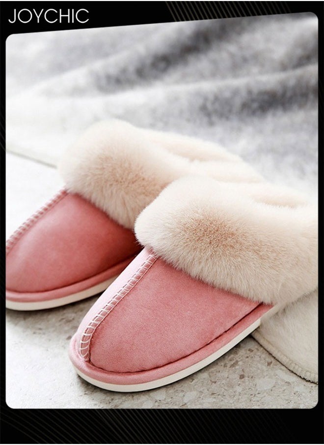 Joychic Women Winter Flat Bedroom Slippers Memory Foam Slippers Fluffy Slippers Warm Soft House Slippers for Women Non-Slip Indoor Outdoor Pink  - Image 2