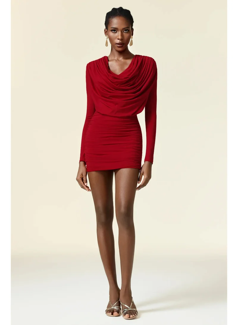 Bella Barnett  Ganaba Long Sleeves Folds Mini Dress for Women | Best Price UAE