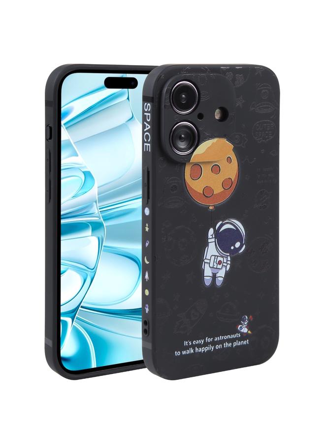 erorex Case For iPhone 16 Plus Astronaut Pattern Silicone Straight Edge Phone Case - Image 1