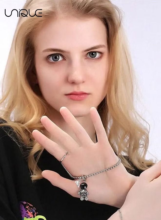 يونيك 2 قطع الإبداعية المغناطيس زوجين قلادة، مطابقة قلادة رائد فضاء قلادة سلسلة الجذب المتبادل للزوج زوجة صديقها صديقة عطلة هدية - Image 5